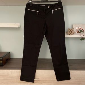 MICHAEL Michael Kors Black Straight Leg Ankle Silver Zippered Staple Pants